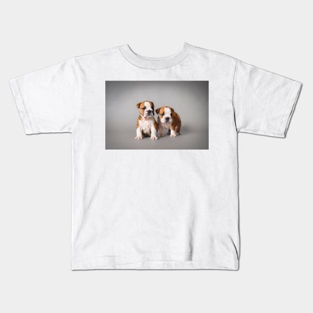 Bulldog puppies Kids T-Shirt by PetsArt